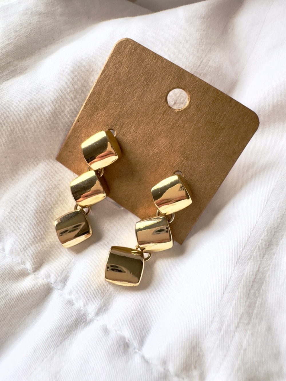 Vintage Monet Triple Cube Drop Earrings - Picture 2 of 4